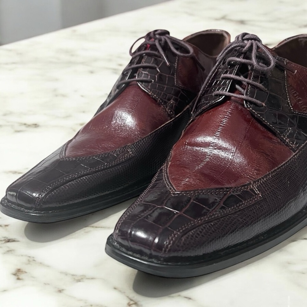 Stacy Adams Maroon and Chocolate Oxfords - Picture 5 of 15
